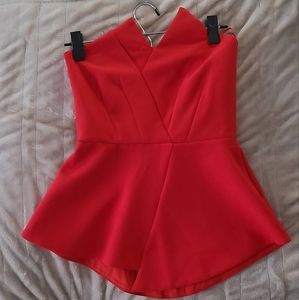 River Island strapless red blouse